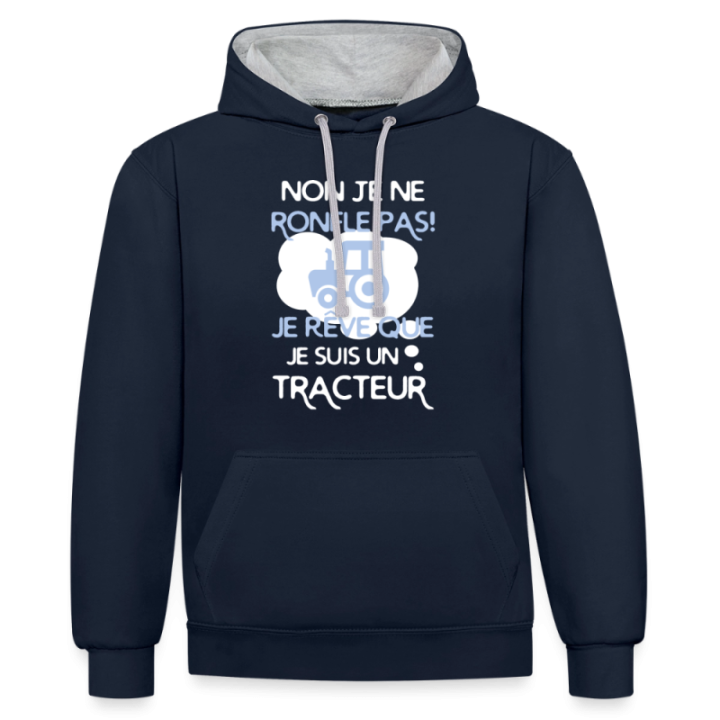 Sweat-shirt à capuche contrasté unisexe - Je ne ronfle pas