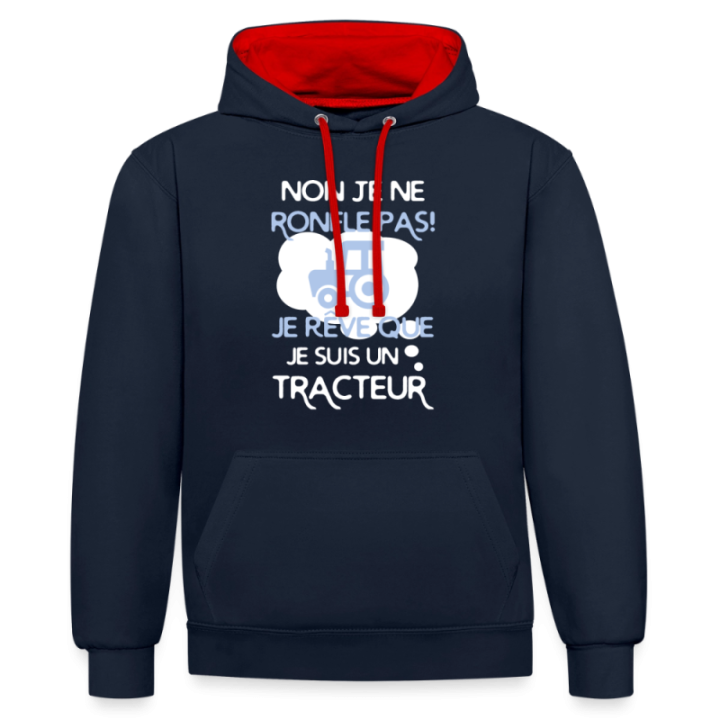 Sweat-shirt à capuche contrasté unisexe - Je ne ronfle pas