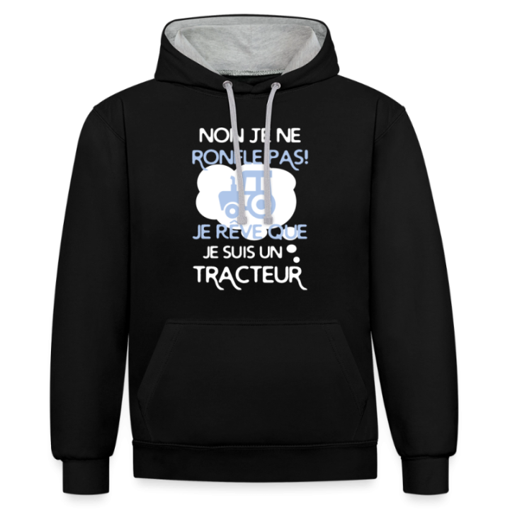 Sweat-shirt à capuche contrasté unisexe - Je ne ronfle pas