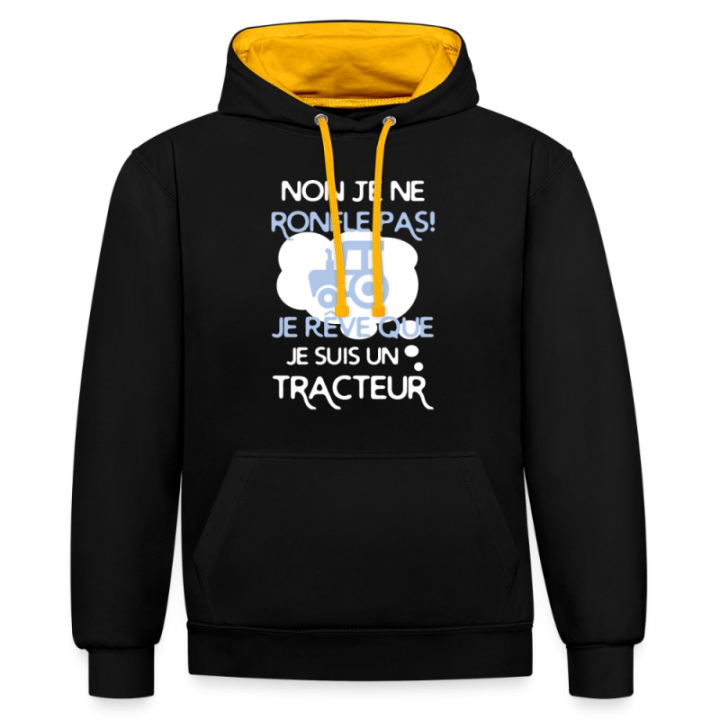 Sweat-shirt à capuche contrasté unisexe - Je ne ronfle pas