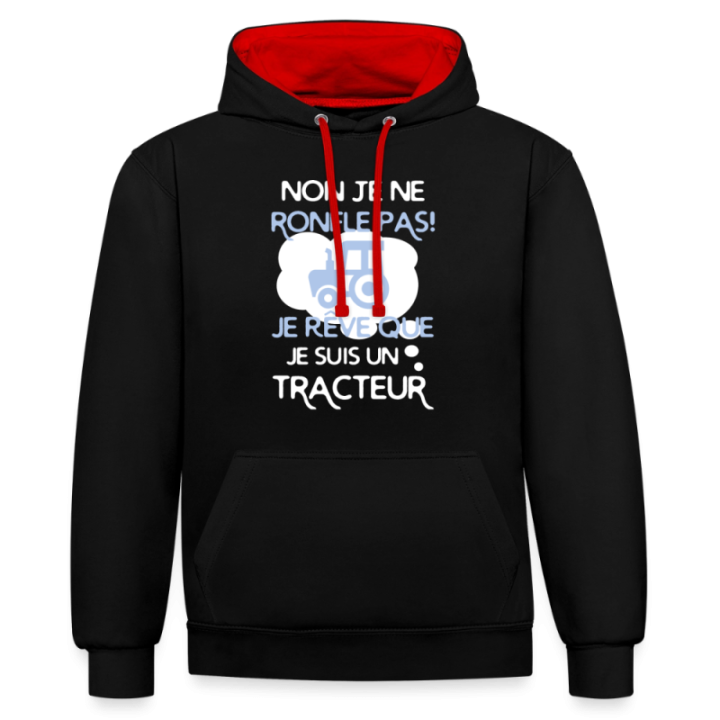 Sweat-shirt à capuche contrasté unisexe - Je ne ronfle pas