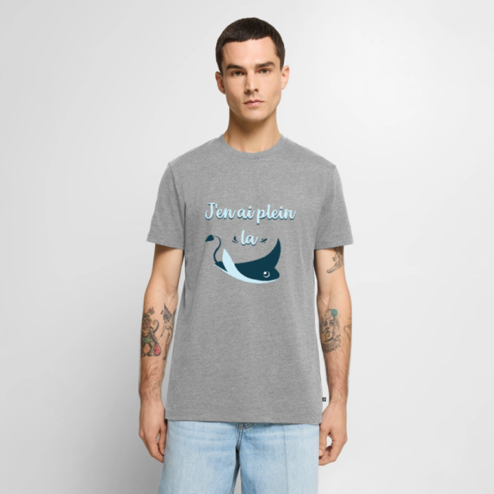T-shirt premium homme - Plein la raie - gris chiné - front