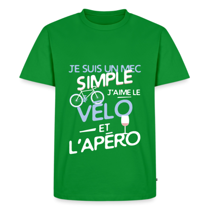 T-shirt premium homme - Un mec simple: Vélo et apéro - vert - front