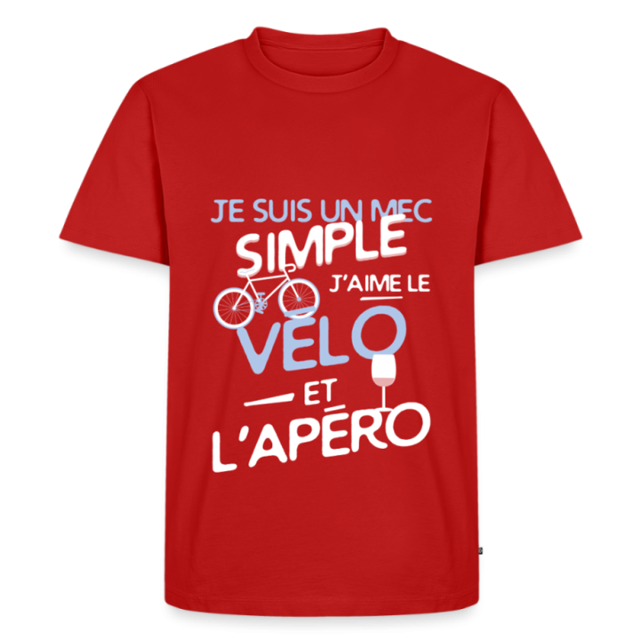 T-shirt premium homme - Un mec simple: Vélo et apéro - rouge - front