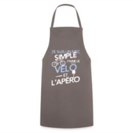 Tablier de cuisine - Un mec simple: Vélo et apéro - gris - front