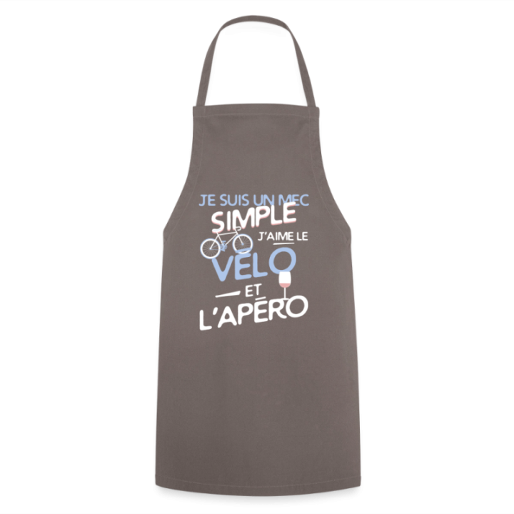 Tablier de cuisine - Un mec simple: Vélo et apéro - gris - front