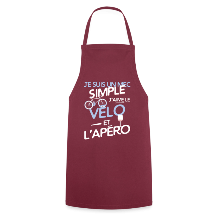 Tablier de cuisine - Un mec simple: Vélo et apéro - bordeaux - front
