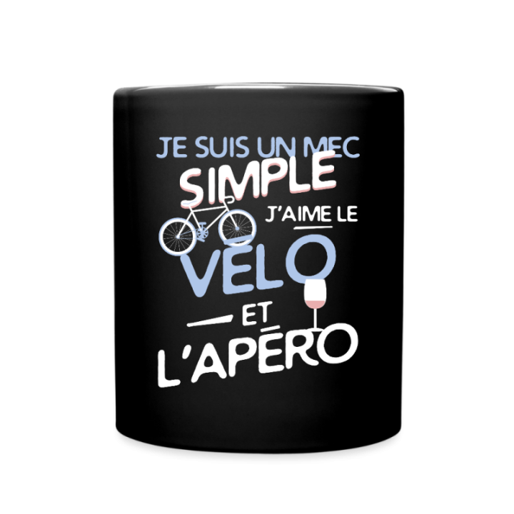Mug uni - Un mec simple: Vélo et apéro - noir - front