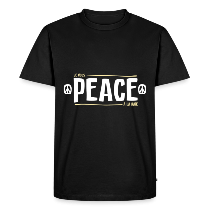 T-shirt premium homme - Peace à la raie - noir - front