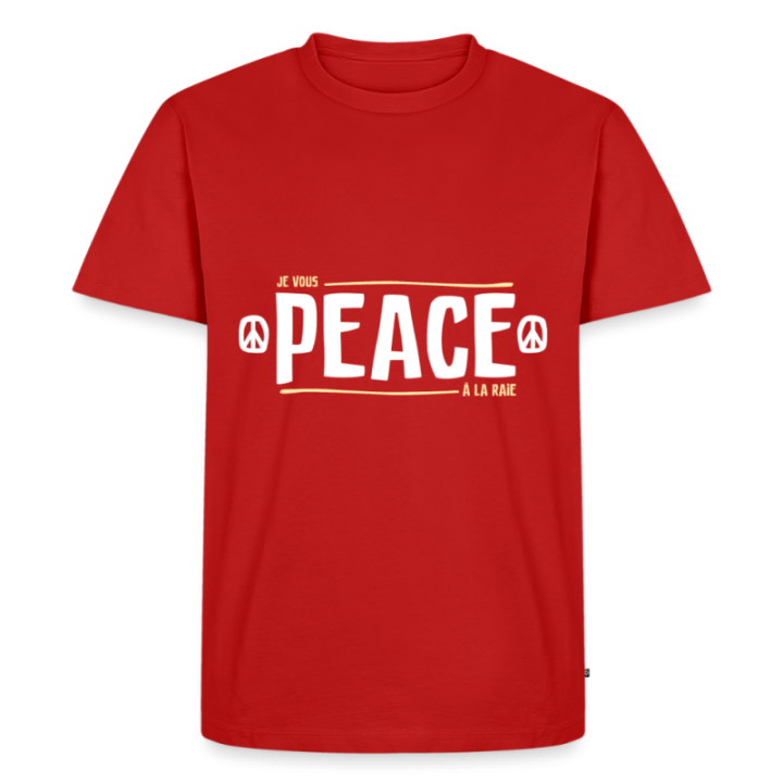 T-shirt premium homme - Peace à la raie - rouge - front