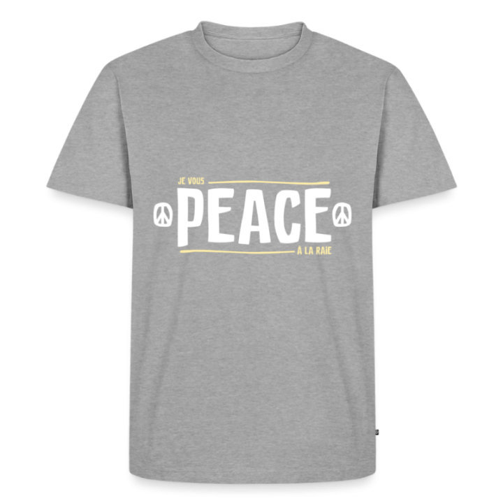 T-shirt premium homme - Peace à la raie - gris chiné - front