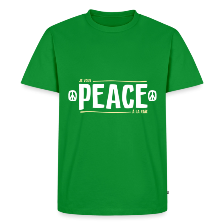 T-shirt premium homme - Peace à la raie - vert - front