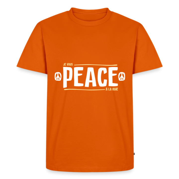 T-shirt premium homme - Peace à la raie - orange  - front