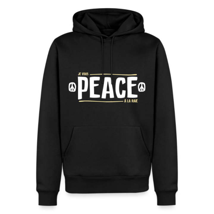 Sweat-shirt à capuche premium homme - Peace à la raie - noir - front