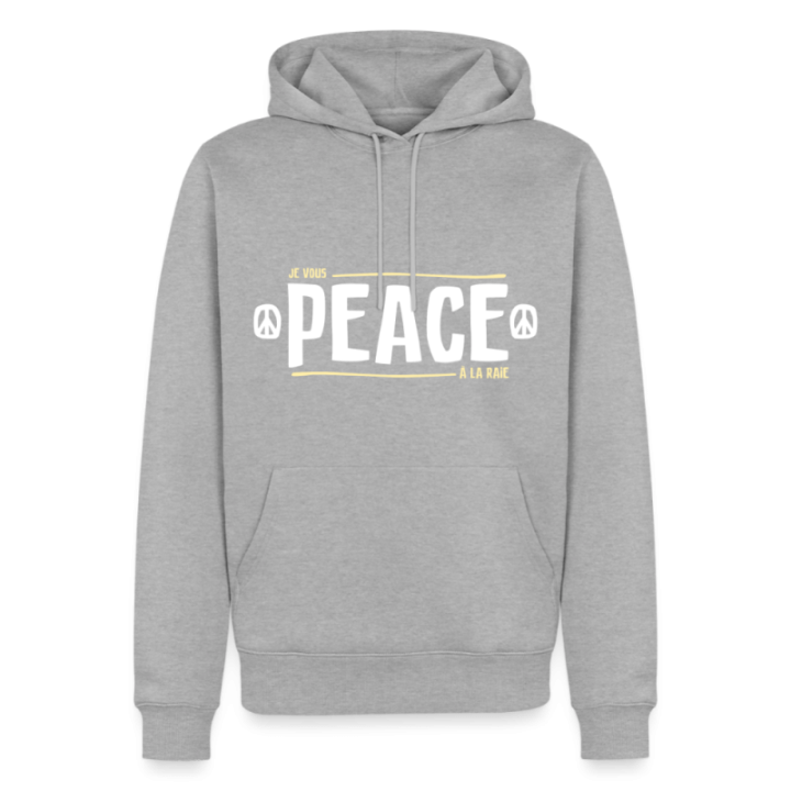 Sweat-shirt à capuche premium homme - Peace à la raie - gris chiné - front