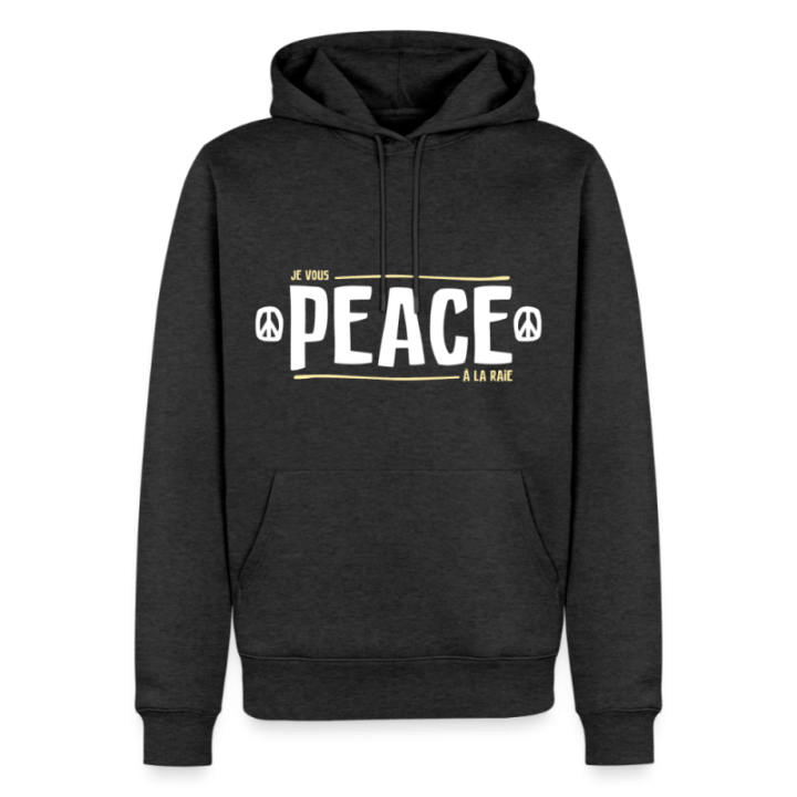 Sweat-shirt à capuche premium homme - Peace à la raie - anthracite chiné - front
