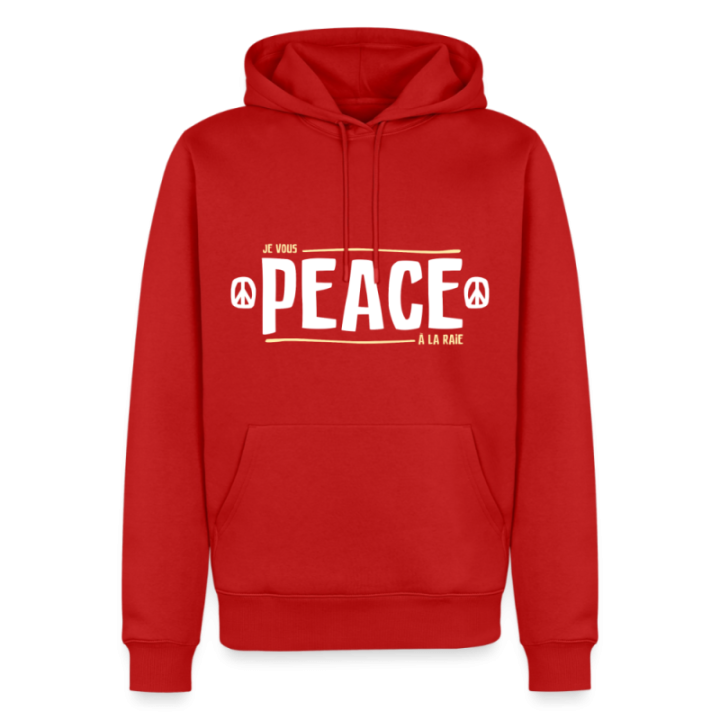 Sweat-shirt à capuche premium homme - Peace à la raie - rouge - front