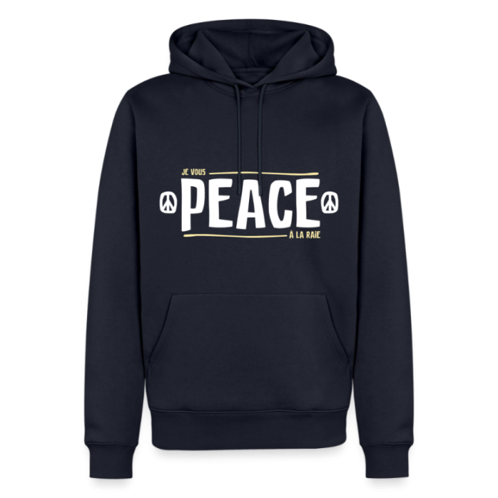 Sweat-shirt à capuche premium homme - Peace à la raie - bleu marine - front