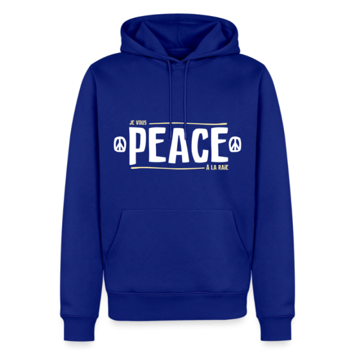 Sweat-shirt à capuche premium homme - Peace à la raie - bleu roi - front