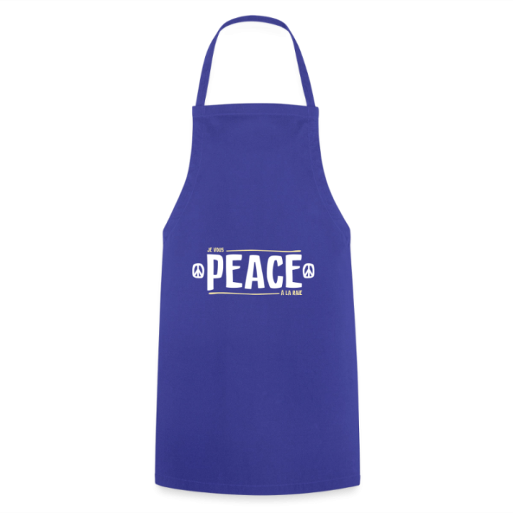 Tablier de cuisine - Peace à la raie - bleu royal - front