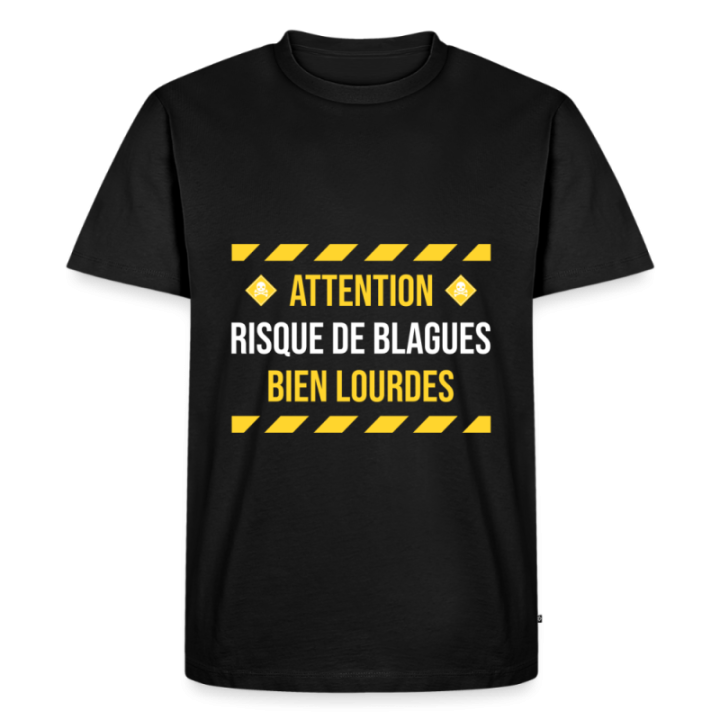 T-shirt premium homme - Risque de blagues bien lourdes - noir - front