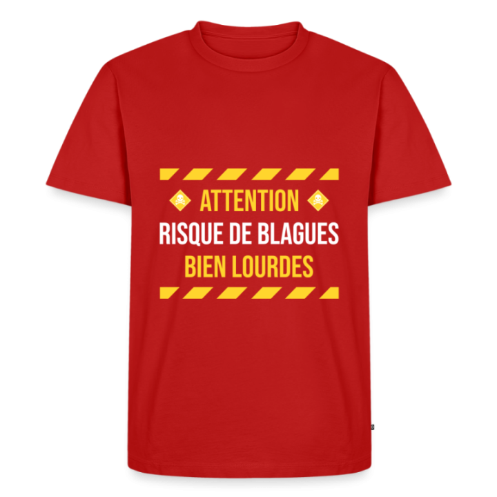 T-shirt premium homme - Risque de blagues bien lourdes - rouge - front