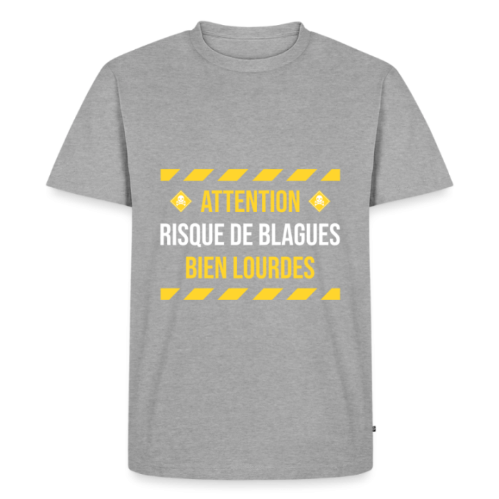 T-shirt premium homme - Risque de blagues bien lourdes - gris chiné - front