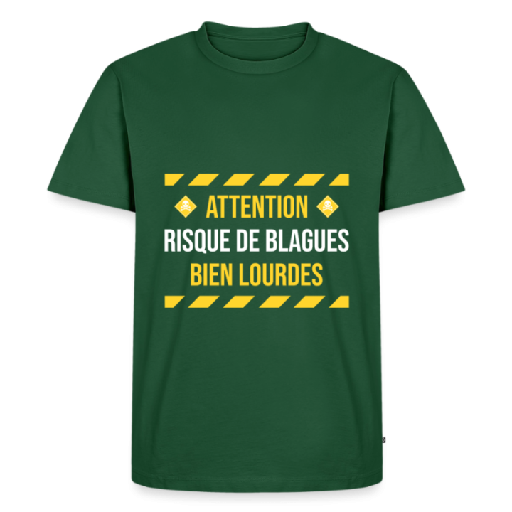 T-shirt premium homme - Risque de blagues bien lourdes - vert bouteille - front