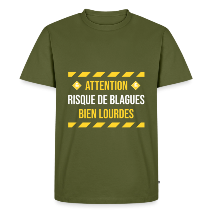 T-shirt premium homme - Risque de blagues bien lourdes - kaki - front