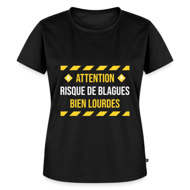 T-shirt premium femme - Risque de blagues bien lourdes - noir - front