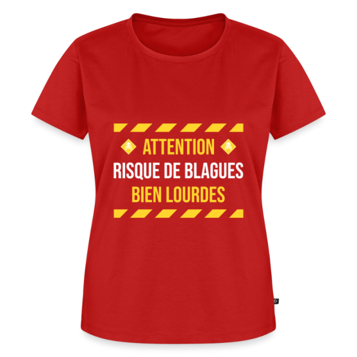 T-shirt premium femme - Risque de blagues bien lourdes - rouge - front