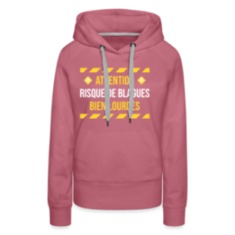 Sweat-shirt à capuche premium femme - Risque de blagues bien lourdes - mauve - front