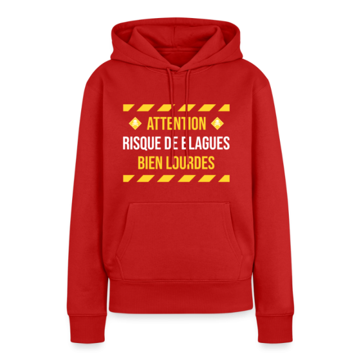 Sweat-shirt à capuche premium femme - Risque de blagues bien lourdes - rouge - front
