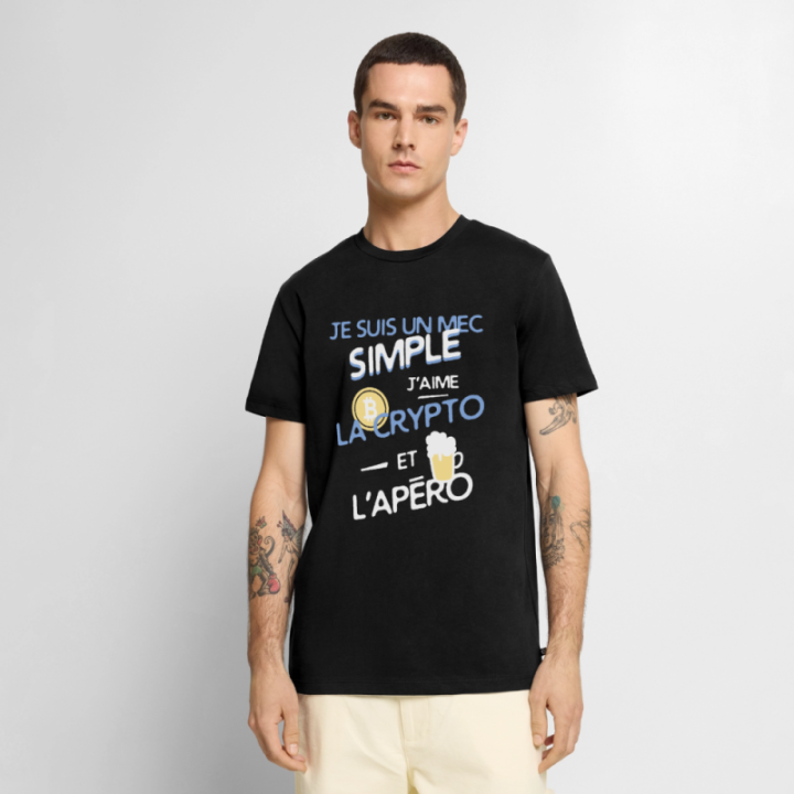 T-shirt premium homme - Un mec simple: Crypto et apéro - noir - front
