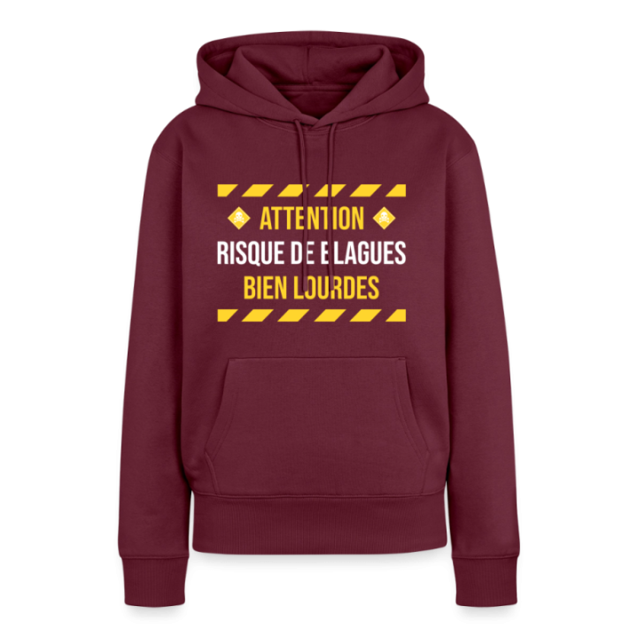 Sweat-shirt à capuche premium femme - Risque de blagues bien lourdes - bourgogne - front