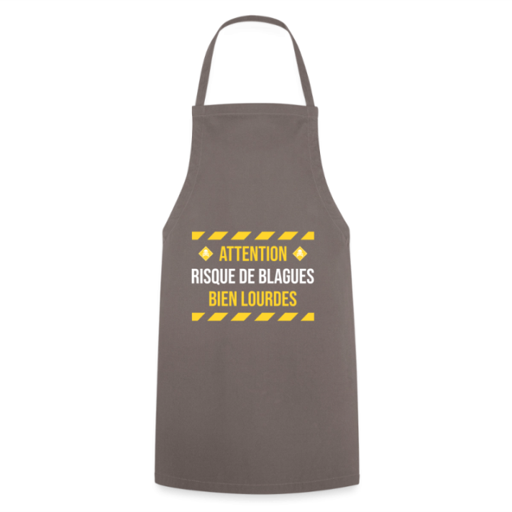 Tablier de cuisine - Risque de blagues bien lourdes - gris - front
