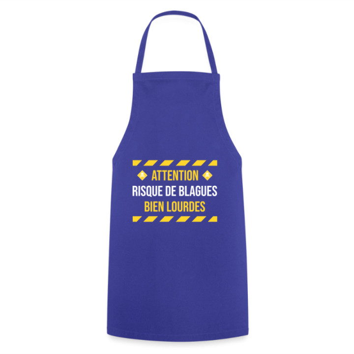 Tablier de cuisine - Risque de blagues bien lourdes - bleu royal - front