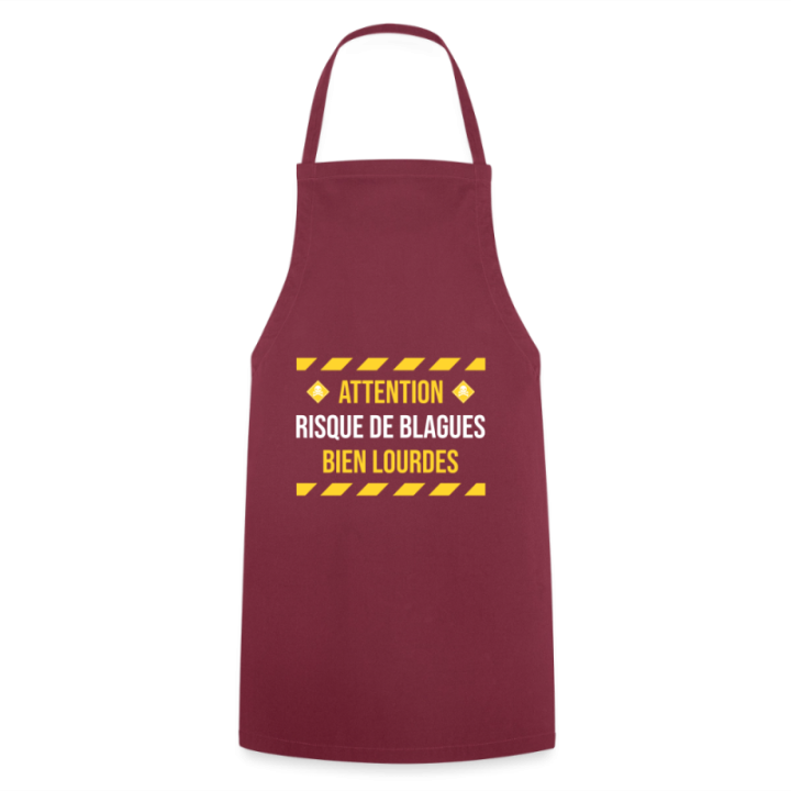 Tablier de cuisine - Risque de blagues bien lourdes - bordeaux - front