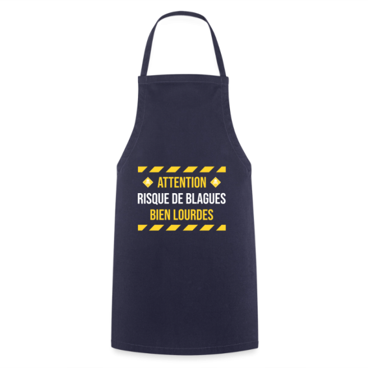 Tablier de cuisine - Risque de blagues bien lourdes - marine - front