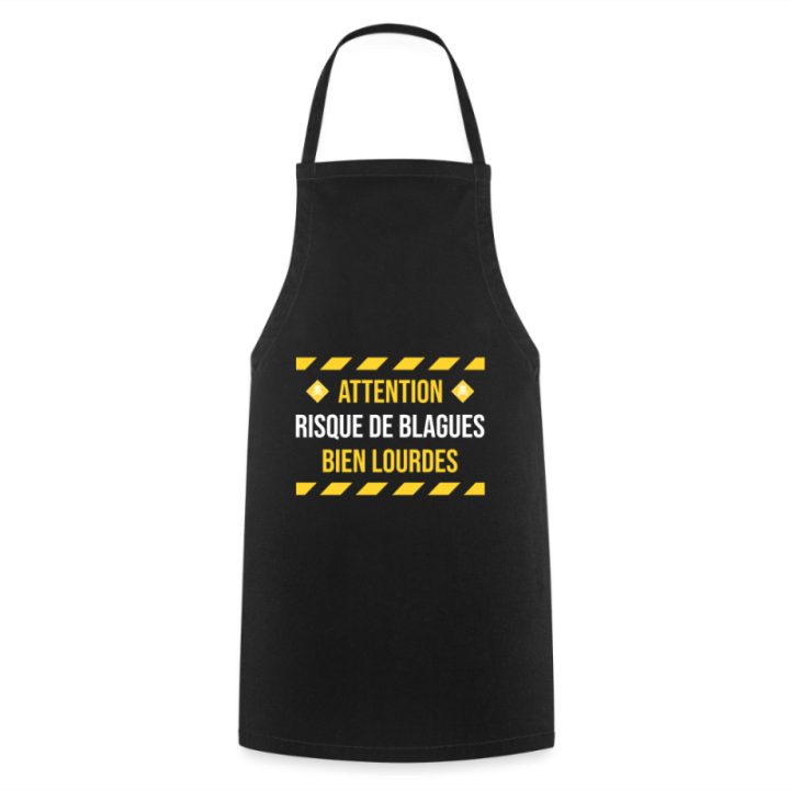 Tablier de cuisine - Risque de blagues bien lourdes - noir - front