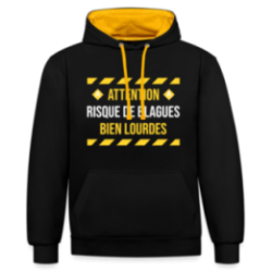 Sweat-shirt à capuche contrasté unisexe - Risque de blagues bien lourdes