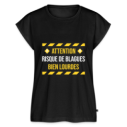 T-shirt à manches retroussées femme - Risque de blagues bien lourdes