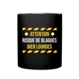 Mug uni - Risque de blagues bien lourdes - noir - front