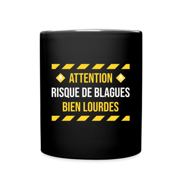 Mug uni - Risque de blagues bien lourdes - noir - front