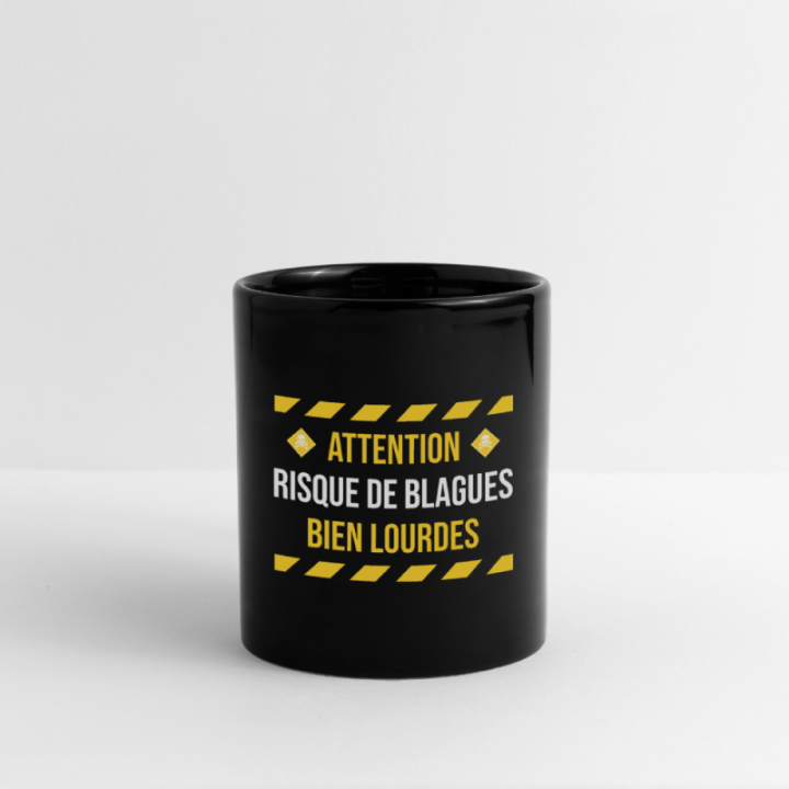 Mug uni - Risque de blagues bien lourdes - noir - front