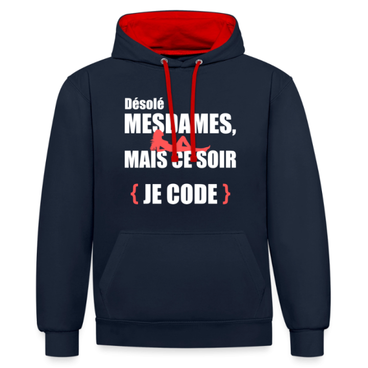 Sweat-shirt à capuche contrasté unisexe - Désolé mesdames