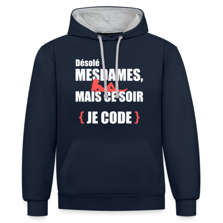 Sweat-shirt à capuche contrasté unisexe - Désolé mesdames