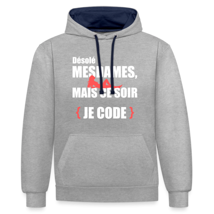 Sweat-shirt à capuche contrasté unisexe - Désolé mesdames