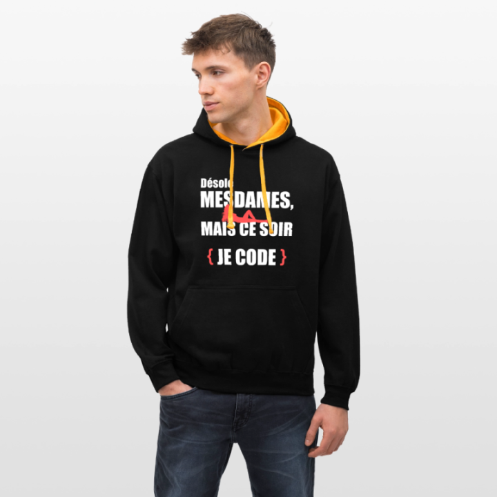 Sweat-shirt à capuche contrasté unisexe - Désolé mesdames
