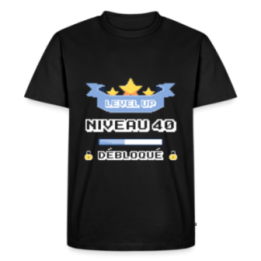 T-shirt premium homme - Level-up: Niveau 40 ans débloqué - noir - front